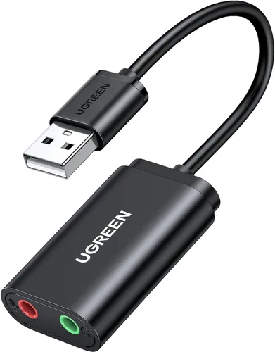 Vista 9 de UGREEN Adaptador de audio USB, con tarjeta de sonido estéreo externa, con auriculares de 3,5 mm y micrófono, con conector, para Windows, Mac, Linux