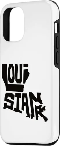 Vista 2 de iPhone 15 Patriotic Home State Map of Louisiana Text Art Shape Design Case