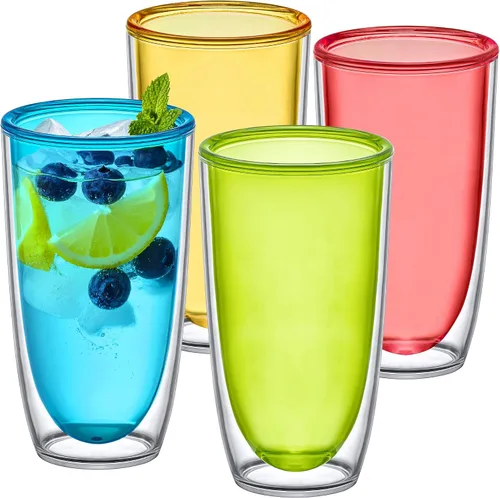 Vista 6 de Amazing Abby - Andes - Vasos de plástico aislados de 22 onzas (juego de 4), vasos de plástico de doble pared, vasos reutilizables totalmente
