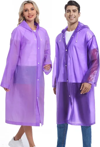 Vista 148 de 2 abrigos de lluvia de Borogo para adultos, chaquetas de lluvia reutilizables para hombres y mujeres