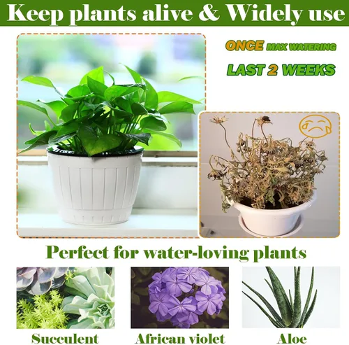 Vista 5 de Planterhoma Paquete de 3 macetas de riego automático para plantas de interior, macetas de plástico de 7.1 pulgadas, color blanco