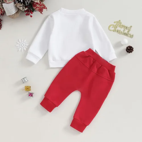 Vista 4 de Foidiccx Conjunto de 2 piezas de sudadera de Navidad para niños y niñas pequeñas, ropa de otoño e invierno