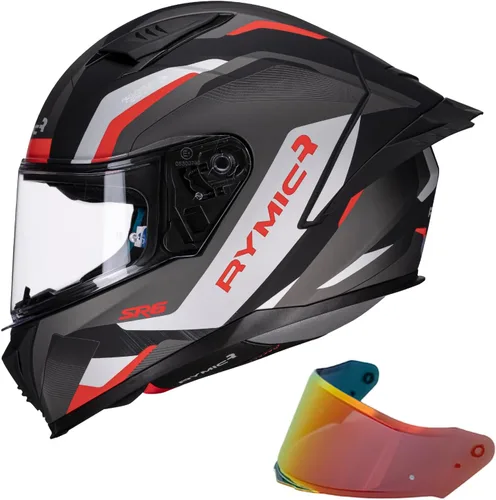 Vista 9 de SR6 Casco de motocicleta de cara completa, equipado con viseras transparentes y multicolor aprobado por DOT Casco de carreras callejeras