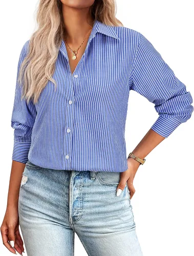 Vista 20 de Camisas con botones para mujer de ajuste clásico, camisa de vestir, camisa de trabajo, de negocios, casual, de manga larga, blusa, tops