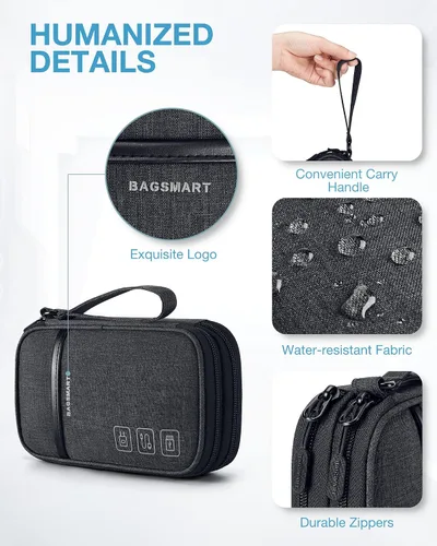 Vista 5 de BAGSMART Organizador de cables de viaje Organizador de cables de viaje Bolso Organizador electrónico Bolso Organizador de viaje, Esenciales de viaje