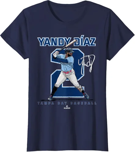 Vista 21 de Camiseta Number and Portrait Yandy Diaz Tampa Bay MLBPA, Negro