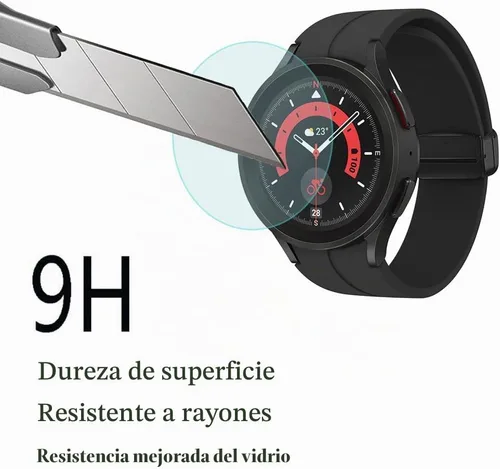 Vista 2 de SHUAXI - Protector de pantalla (3+2 unidades) compatible con Samsung Galaxy Watch 5 Pro de 1.772 pulgadas, película de vidrio templado