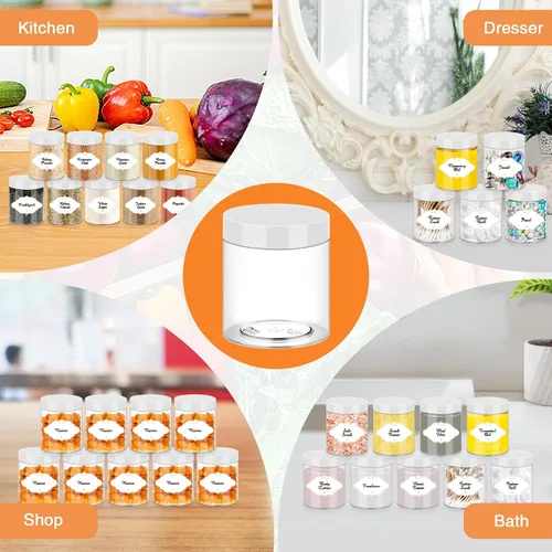 Vista 56 de PeacePeo Tarros de plástico con tapas, recipientes de slime de 4 onzas, 72 frascos de plástico transparente vacíos, recipientes de cosméticos