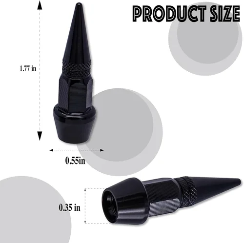 Vista 2 de 4 piezas de tapas de válvula de neumático con estilo púas, cubiertas de válvula de neumático universales de aleación de aluminio a prueba de polvo
