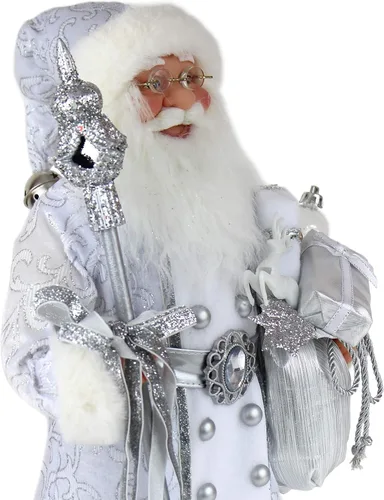 Vista 7 de Windy Hill Collection 16 "pulgadas de pie brillante plata Santa Claus Navidad figura decoración 169130