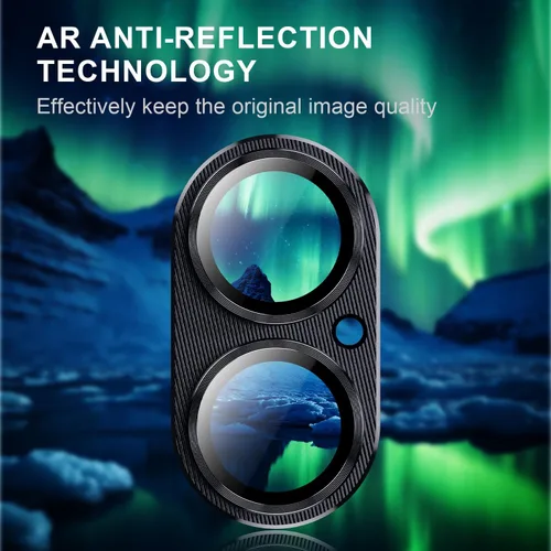 Vista 3 de Korecase Protector de lente de cámara para iPhone 16/iPhone 16 Plus Metal templado vidrio trasero protector de lente compatible con iPhone 16 y Negro
