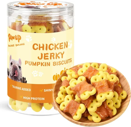 Vista 10 de PAWUP Dog Treats - Galletas envueltas en pollo, palitos de calabaza, sin cuero crudo, suaves masticables con taurina, golosinas de entrenamiento