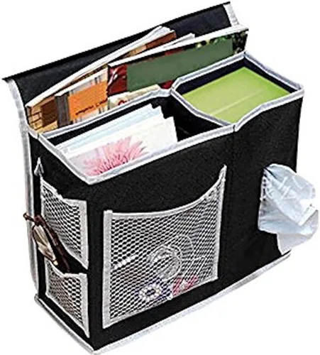 Vista 4 de Elonglin Organizador de almacenamiento para colgar en la mesita de noche, Oxford 600D, organizador de almacenamiento de 32 x 14 x 25, organizador