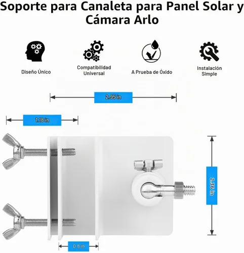Vista 3 de Paquete de 2 soportes de canalón compatibles con el panel solar Arlo Essential, Arlo Pro 5S/Pro 4/Pro 3/Pro 2/Ultra 2/Ultra/Panel solar, ángulo