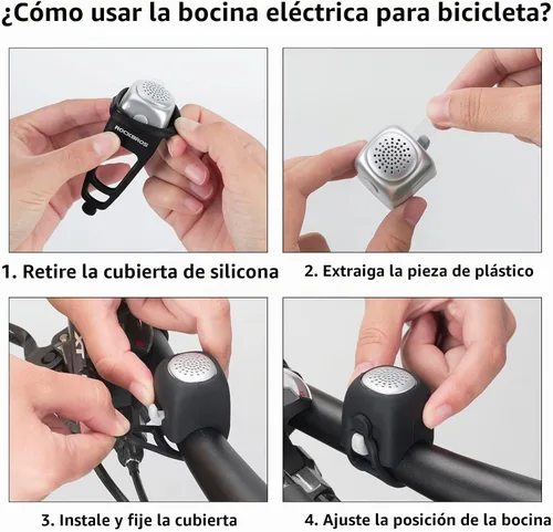 Vista 8 de ROCKBROS Electra - Campana de bicicleta eléctrica para bicicleta, cuernos de bicicleta, campanas de bicicleta resistentes al agua Negro