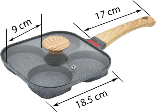 Vista 6 de Sartén antiadherente de aluminio de 4 tazas con tapa, adecuada para estufa de gas y utensilios de cocina de inducción Sartén para huevos fritos