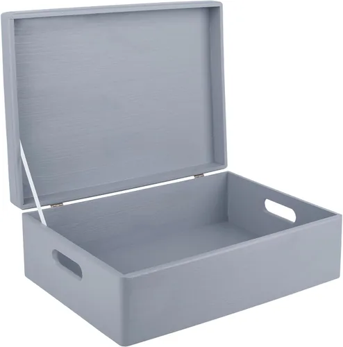 Vista 22 de Creative Deco Caja de almacenamiento grande de madera con tapa con bisagras 11.8 x 7.87 x 5.51 pulgadas (+-0.5) Caja de regalo sin acabar, lisa