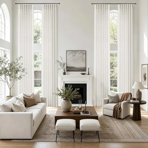 Vista 26 de Jowels Natural Linen Curtains 96 Inches Long 2 Panels for Living Room