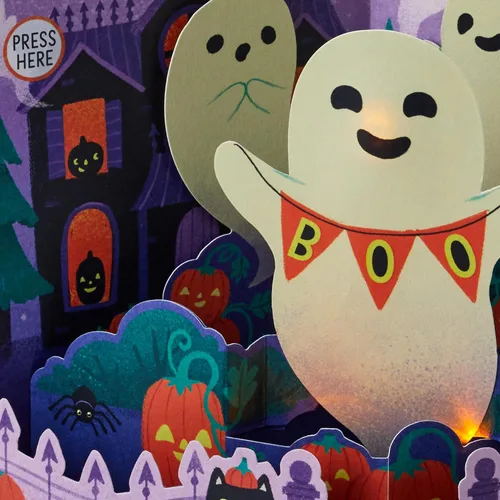 Vista 5 de Hallmark Paper Wonder - Tarjeta desplegable de Halloween con música y luces (fantasma)