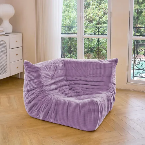 Vista 11 de N&V Fireside - Silla esquinera sin brazos, sofá de piso de pana suave de alta calidad, sofá de espuma para sala de estar, dormitorio y oficina Beige