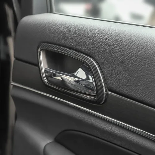 Vista 7 de Kit de anillo de ajuste de cubierta de manija de puerta interior de fibra de carbono, 4 piezas para Jeep Grand Cherokee 2011-2019