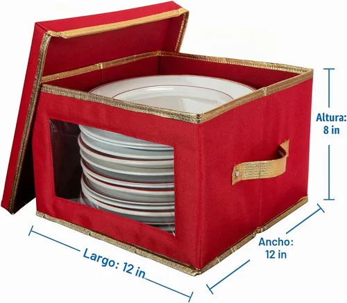 Vista 4 de Simplify Caja de almacenamiento de vajilla para platos navideños 12.2 pulgadas China de Navidad 12 separadores de fieltro Ajuste de vajilla