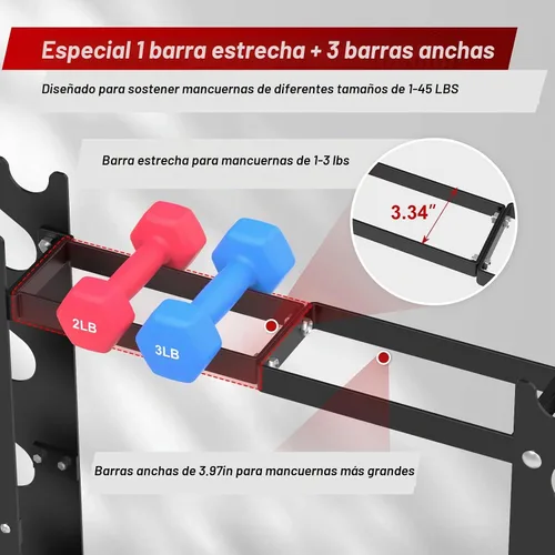 Vista 5 de DERACY Soporte para Mancuernas Solamente, Soporte de Mancuernas Negro de 5 Niveles para Gimnasio en Casa, Estante de Peso de Acero Resistente que