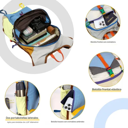 Vista 4 de Mochila de senderismo pequeña mochila de viaje de 15 L, colorida y ligera, plegable, plegable, mochila informal para mujeres y hombres