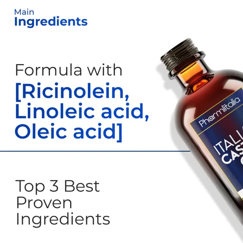 Vista 8 de Pharmlitalia Aceite de ricino orgánico prensado en frío sin refinar, aceite de ricino dorado orgánico para cara, cuero cabelludo, pestañas, cuidado