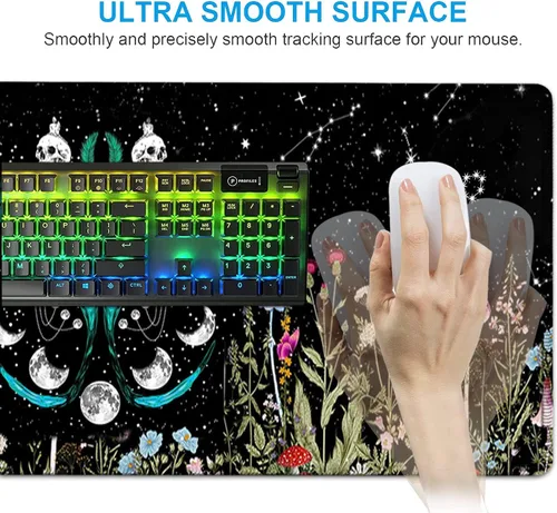 Vista 5 de Alfombrilla grande para mouse, soporte ergonómico para la muñeca del mouse + juego de reposamuñecas para teclado + alfombrilla de mouse extendida