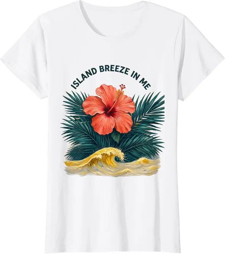 Vista 5 de Island Breeze In Me Hawaiian Design T-Shirt Golden Yellow
