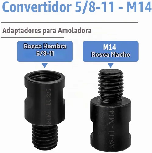 Vista 2 de Mesee 2 adaptadores de amoladora angular de 5/8 "-11 hembra a M14 macho adaptador de rosca convertidor varilla 5/8 "-11 a M14 pulidora rotativa
