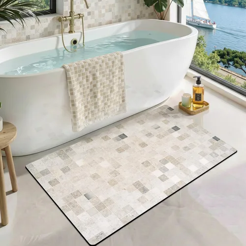 Vista 24 de LUMI Tapetes de baño ultra delgados, superabsorbentes, de secado rápido, antideslizantes, para debajo de la puerta, bañera, lavabo y ducha, 17 x 30