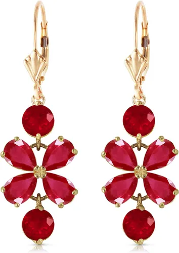 Vista 3 de Galaxy Gold GG Pendientes Ch elier Oro amarillo macizo de 14 k 7.40 ct Rubí, Gema Metal, Rubí