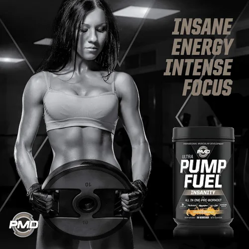 Vista 4 de PMD Sports Ultra Pump Fuel Insanity - Pre entrenamiento - Mango naranja tropical (30 porciones) Sports CG5 Premium Creatina y L-Glutamina en polvo