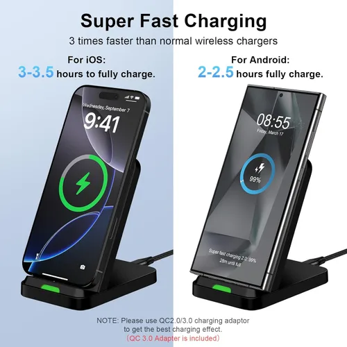 Vista 3 de Soporte de cargador inalámbrico para Moto G Stylus 5G 2025/2024, Moto Edge/Razr 2025, Moto G Power 5G 2025/2024, estación de carga rápida de 15 W