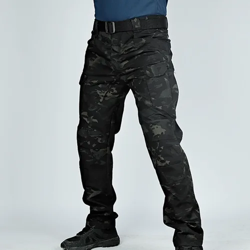 Vista 4 de Muecwrye Tactical Cargo Pants for Men Plus Size Camo Tactical Pants Outdoor Workout Hiking Sweatpants with Multiple Pockets