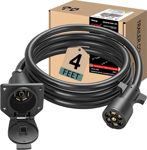 Vista 10 de Cable de extensión de 7 vías para remolque, 1 pie, cable de extensión de 7 vías para remolque, arnés de cableado de 7 puntas, cable de conector