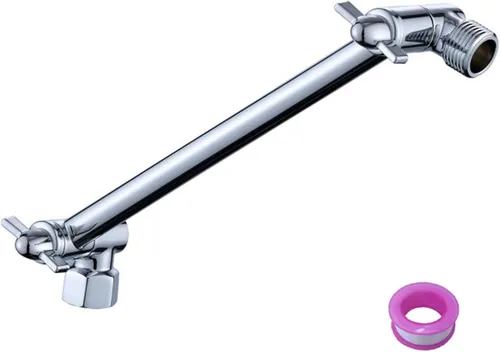 Vista 9 de Brazo de extensión de ducha de 8 pulgadas con cabezal de níquel cepillado. Extensión de brazo de ducha ajustable de latón macizo. Baje o eleve