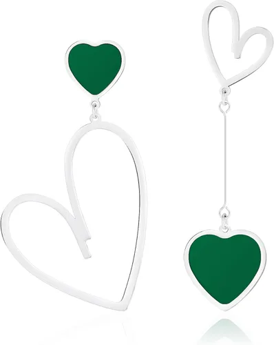 Vista 28 de Linawe Mismatched Heart Dangle Earrings for Women Trendy