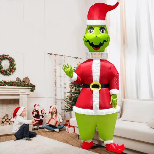 Vista 5 de VIONMI Disfraz inflable para adultos monstruo grande de Navidad verde para hombres divertido disfraz de Halloween Papá Noel cosplay fiesta traje