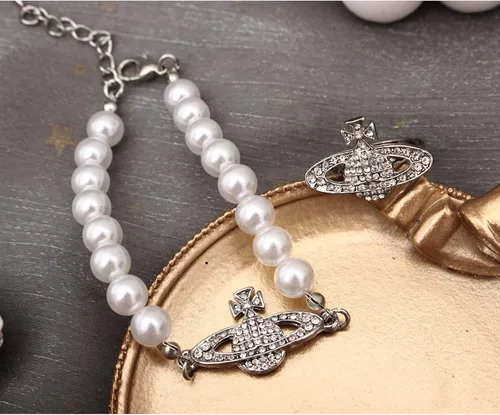 Vista 4 de SFE Juego de 4 gargantillas de perlas artificiales para mujer, juego de joyas de perlas para mujer, accesorios de perlas de boda, conjunto de joyas