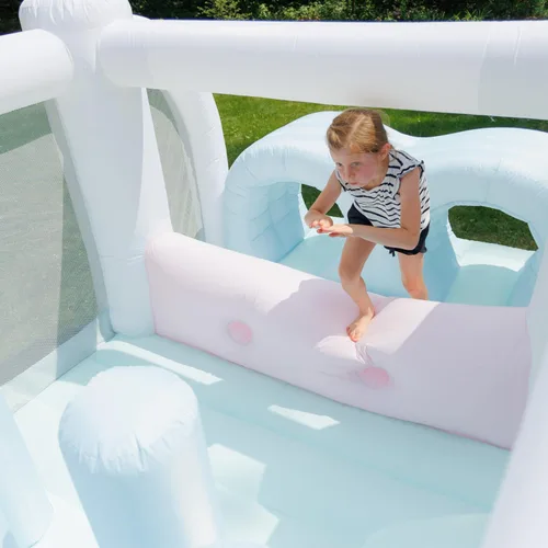 Vista 8 de Bounceland Obstacle Dream Bouncer Combo Slides, 18.5 pies x 8.5 pies x 6 pies de alto, soplador de aire incluido con GFCI, toboganes dobles, carrera