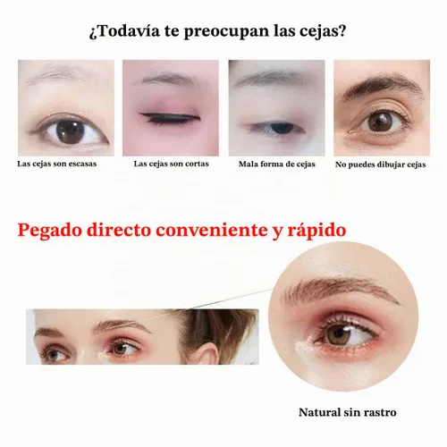 Vista 6 de 6 hojas de calcomanías de tatuaje de cejas, 6D realista, forma de plantilla de cejas, impermeable, transferencia de cejas, herramienta de maquillaje