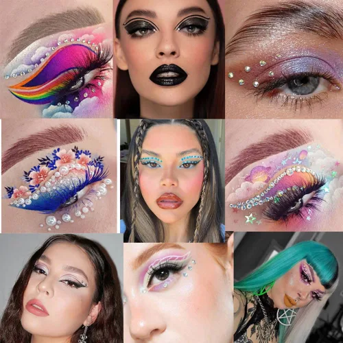 Vista 3 de Pegatinas de diamantes de imitación de acrílico autoadhesivas para maquillaje de rostro, cara y rostro, gemas para mujeres, accesorios de festival