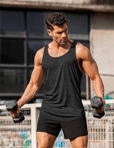 Vista 2 de COOFANDY Camisetas sin mangas para hombre, paquete de 3 camisetas sin mangas para gimnasio, espalda en Y, entrenamiento muscular, culturismo