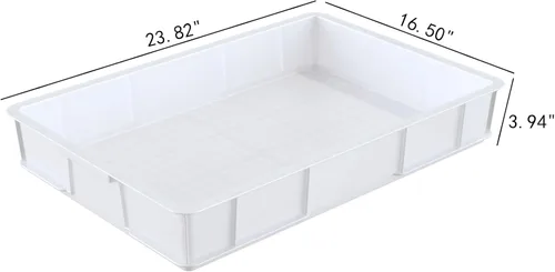 Vista 2 de Caja comercial plástica de la prueba de la masa de la pizza, contenedor apilable blanco de la pizza con la tapa, paquete de 4 Commercial-Grade