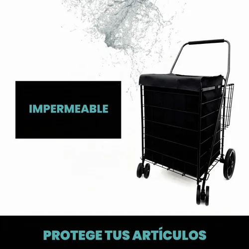 Vista 2 de Forro de carrito de compras impermeable jumbo, Oxford 600D para comestibles y bolsa de lavandería, tamaño universal para carritos de compras