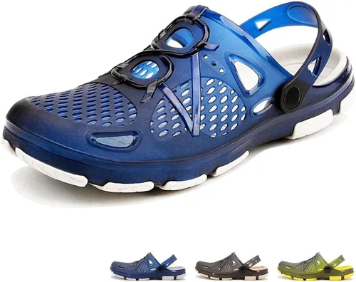 Vista 7 de beister Zuecos para hombre antideslizantes zapatos de agua con correa ajustable, mulas ligeras sin cordones para jardín, cocina, exteriores, playa
