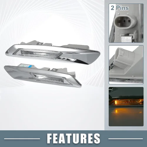 Vista 3 de Indicador de guardabarros de coche, marcador lateral, señal de giro, luz ámbar 63137154169 para BMW 528i 535i 550i 2011-2013 lente transparente tono